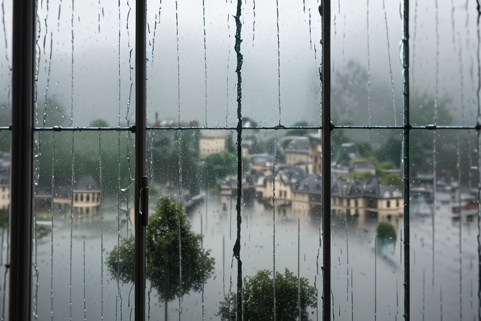 Rue d'Angers sous la pluie pendant une longue recherche d'emploi après une carrière administrative